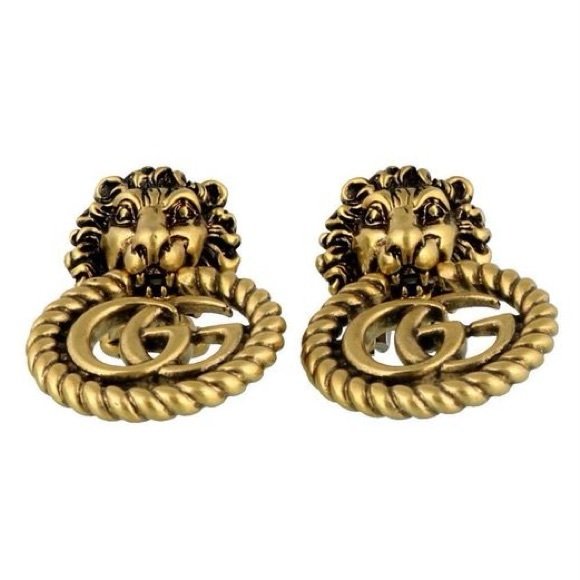 Gucci Lion Head Double-G Clip-On Earrings 100% authentic - Picture 3 of 5